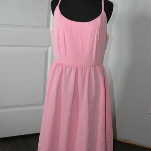 Luxedress Minimalist Solid Color spaghetti Strap Pleated Fit and Flare size Larg